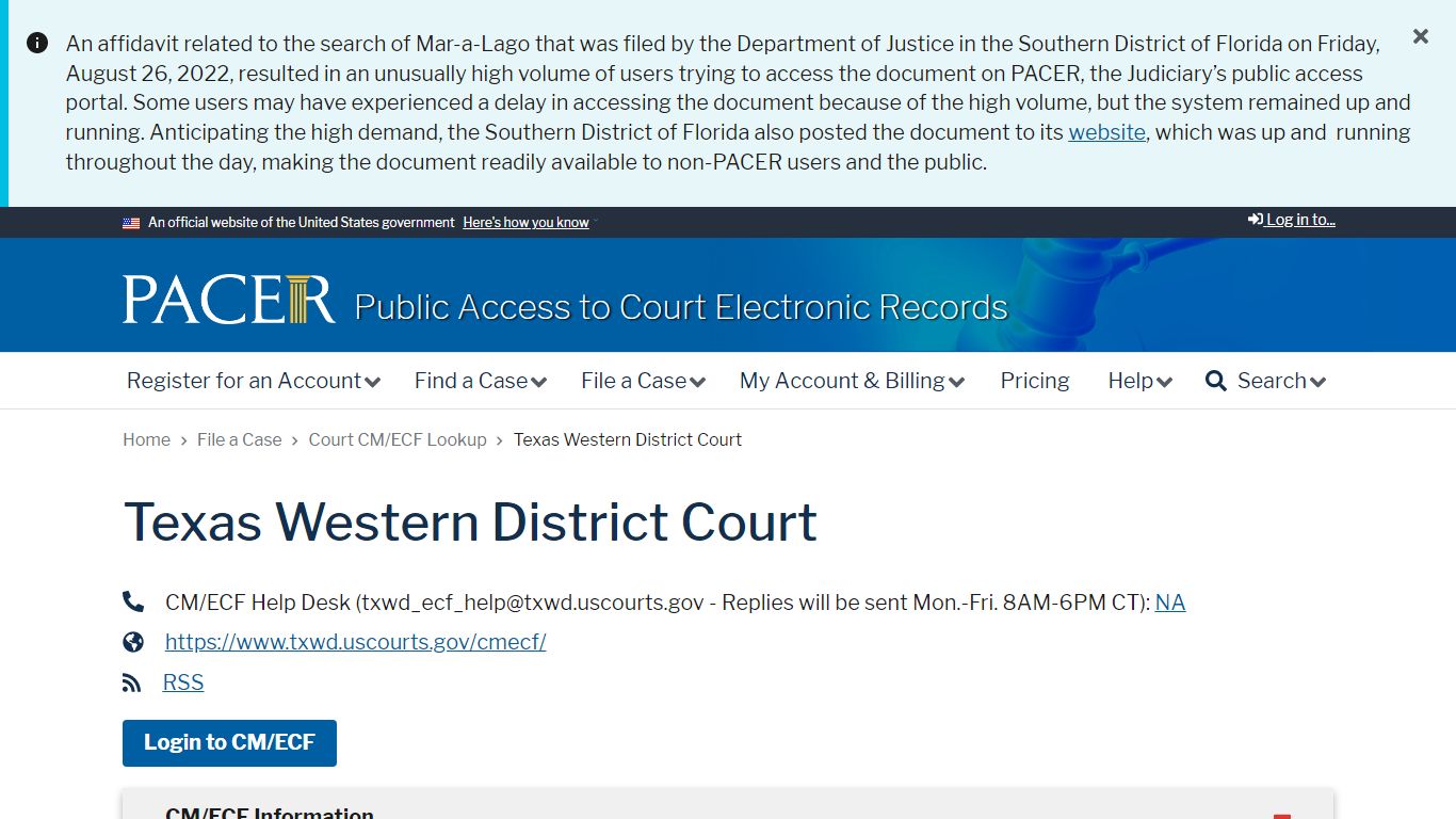 Texas Western District Court | PACER: Federal Court Records